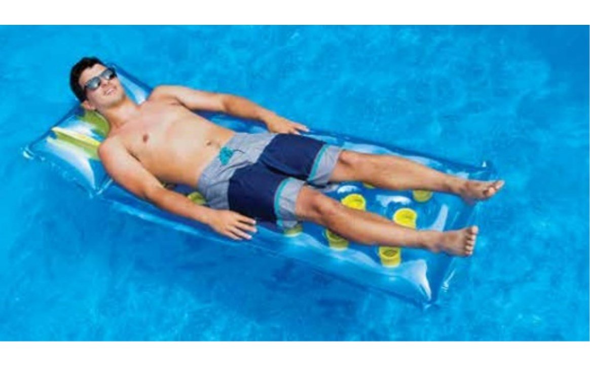 Swimline® 18 Pocket French Floating Mattress Blue/Yellow 76" 903518 - AquaDoc