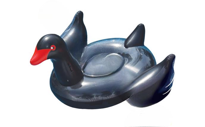 Swimline Giant Black Swan Float in a pool
