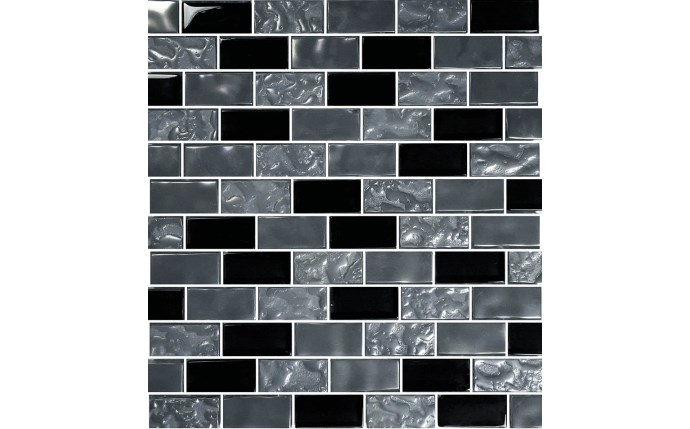 Modern black and gray glass tile blends for pools and spas