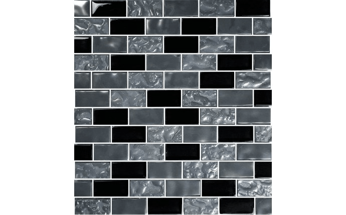 1" x 2" Titanium Glass Tile Blends Black GX82348K8 - AquaDoc