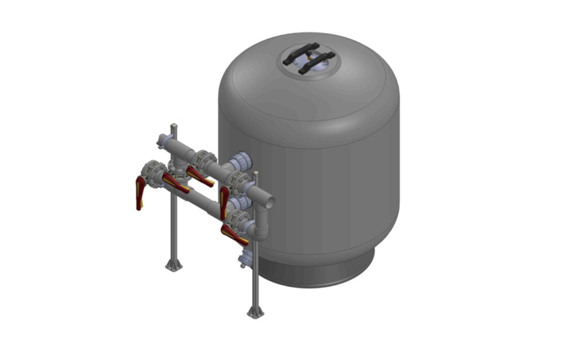 Waterco M5VFH6X6 6" 5-valve manifold for filtration systems.