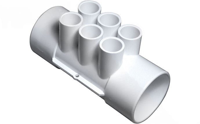 Waterway 672 - 4110 2" x 2" x (6) 1/2" White Manifold - AquaDoc