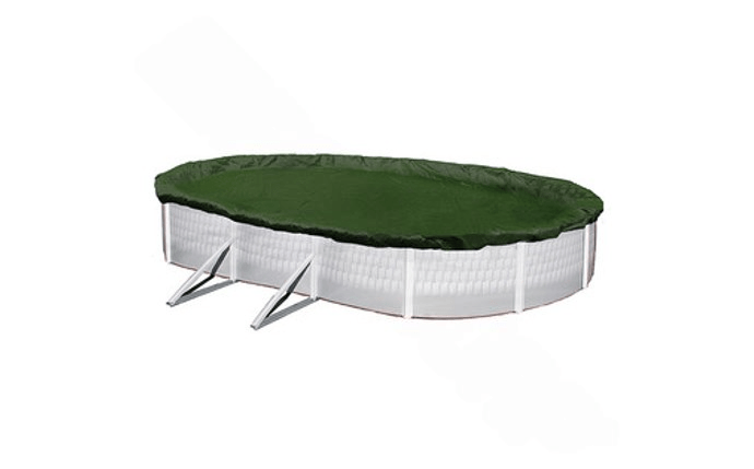 GPC Winter Covers 111628AGB 12' x 24' Green/Black Oval Winter Diamond AG Pool Cover with 4' Overlap - AquaDoc