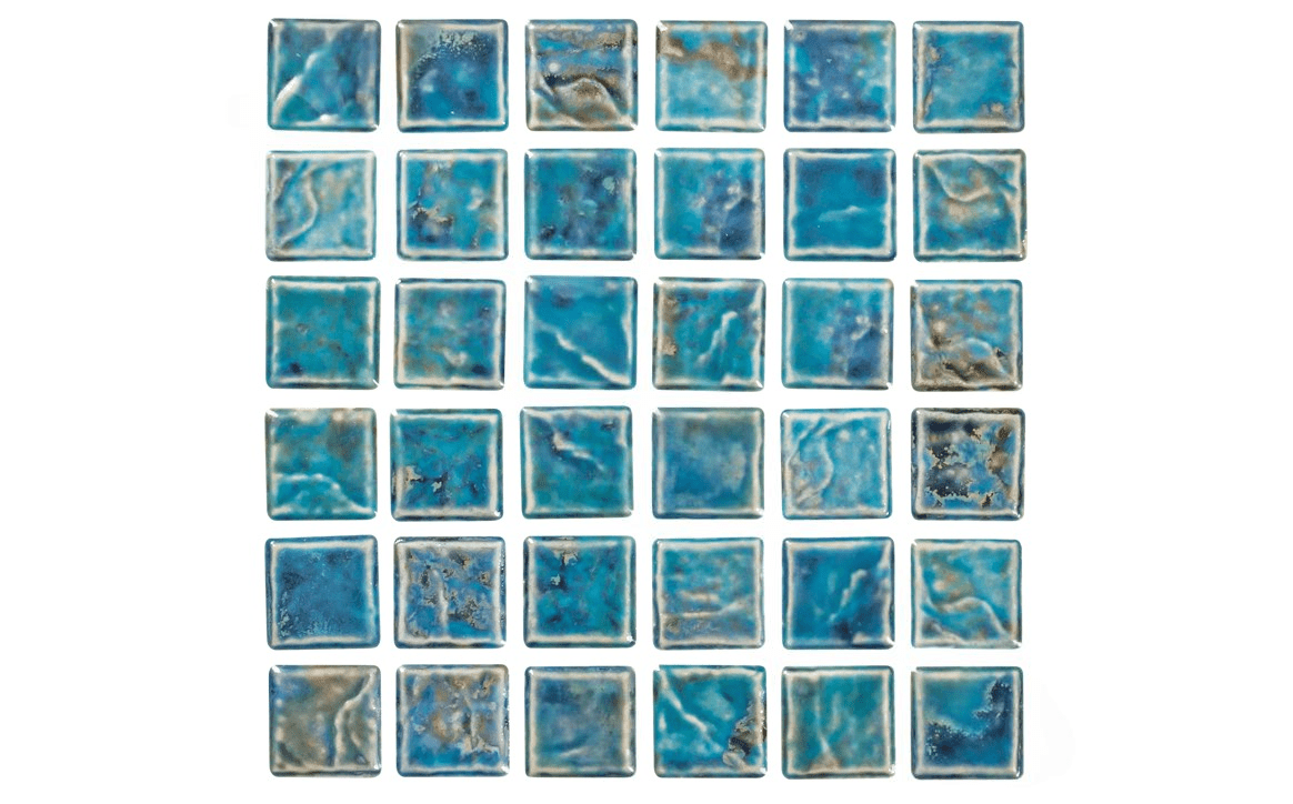 NPT MASSV111 1" x 1" Volcano Glossy Tile Aqua Blue - AquaDoc
