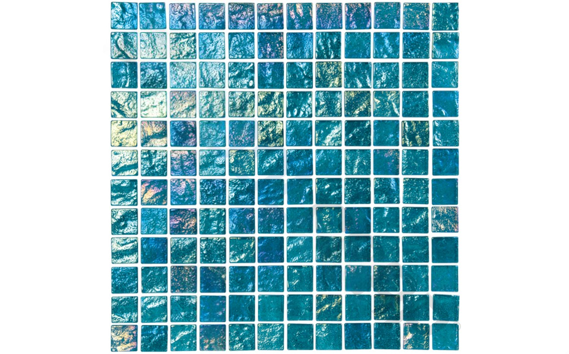 Aquamarine 1x1 glass tile sheet from NPT