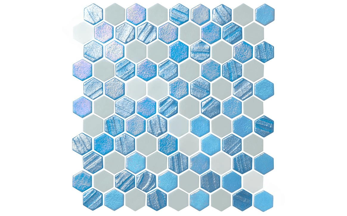 NPT STA - ARCTIC Starburst Arctic Blue Mosaic Pool Tile - AquaDoc