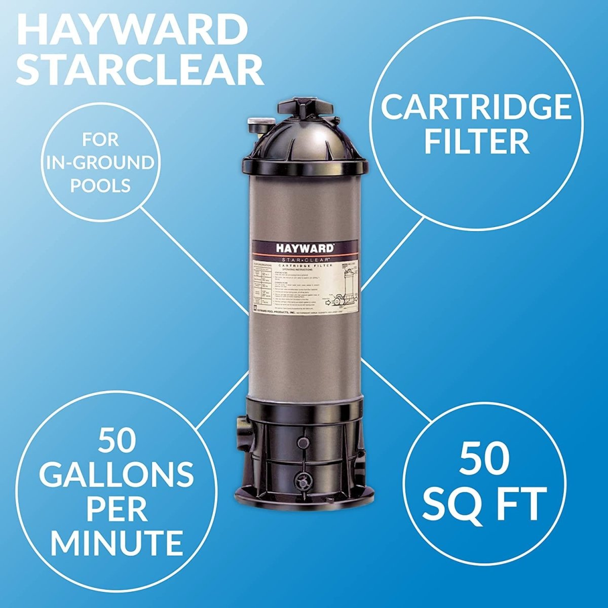 Hayward Star - Clear™ W3C500 50 SqFt Star - Clear™ Cartridge Filter 50 GPM - AquaDoc