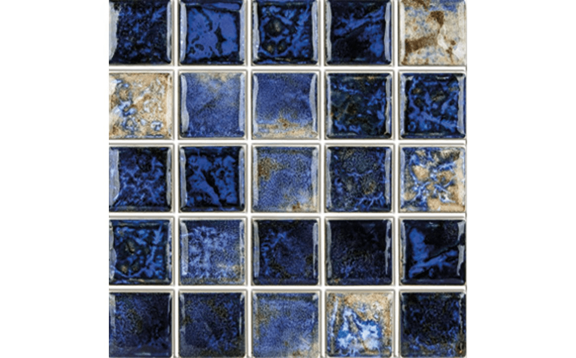 NPT CVKBQS111 1" x 1" Baroque Stone Glossy Tile Blue - AquaDoc
