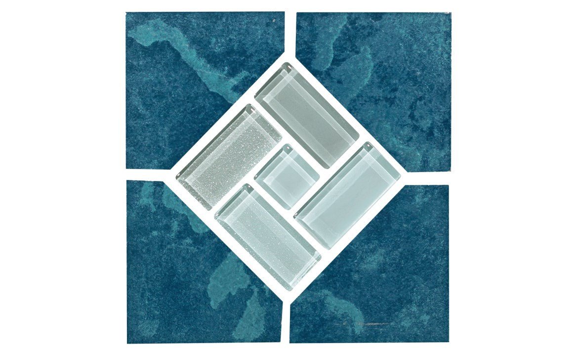 NPT® SEA - TEAL DECO GL 6" x 6" Blue Seas Deco Porcelain Tile Teal - AquaDoc