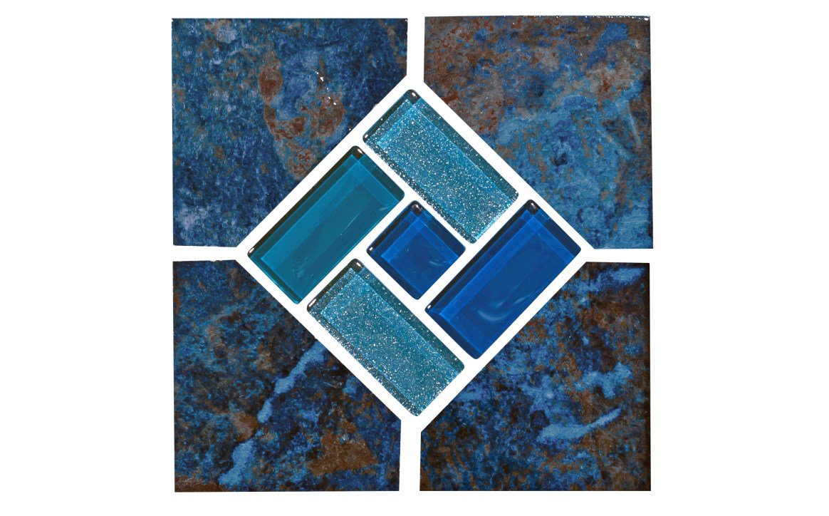 NPT ELE - BRONZE DECO 6" x 6" Porcelain Deco Tile Blue Seas Rustic Blue - AquaDoc