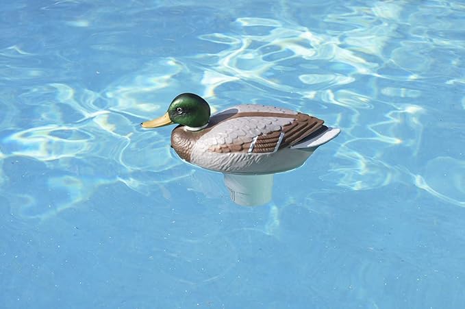 Close-up of chlorine tablet inside Clori-Duck feeder.