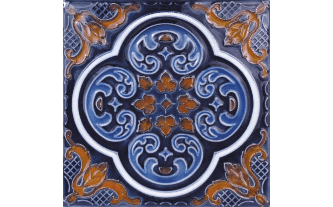 NPT CAS200 6" x 6" Casablanca Tile Cobalt Rust Deco - AquaDoc