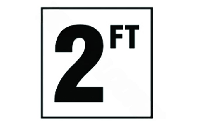 DM41 - 2020 6" x 6" 2 Standard Number with FT Smooth Tile Depth Marker - AquaDoc