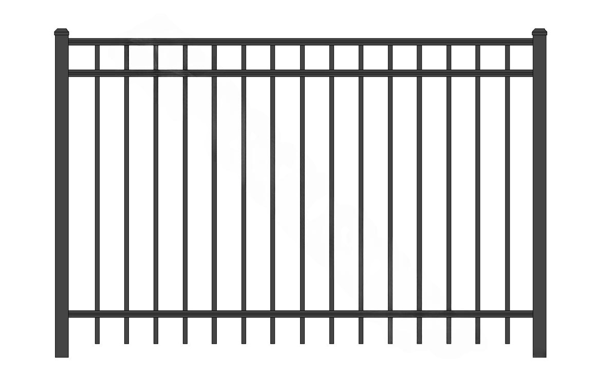 DSI 63780TBK 55" x 6' Black Fine Texture Regis Aluminum Fence Panel for 3230 Routed Panel - AquaDoc