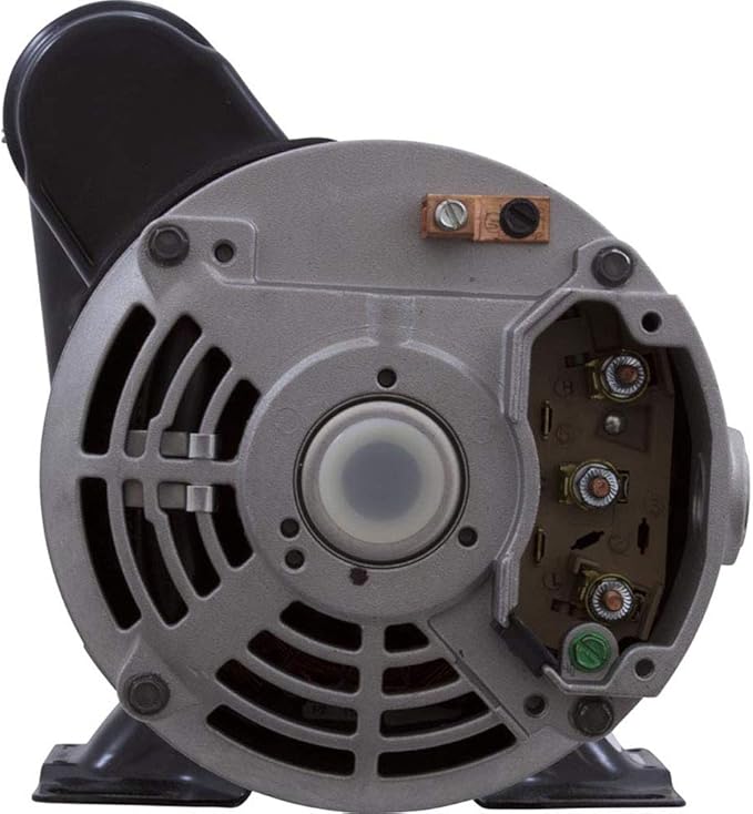 Durable and reliable hot tub pump with side discharge.