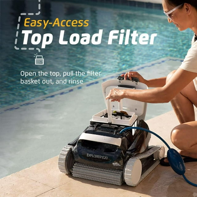 Robotic pool cleaner scrubbing the pool walls