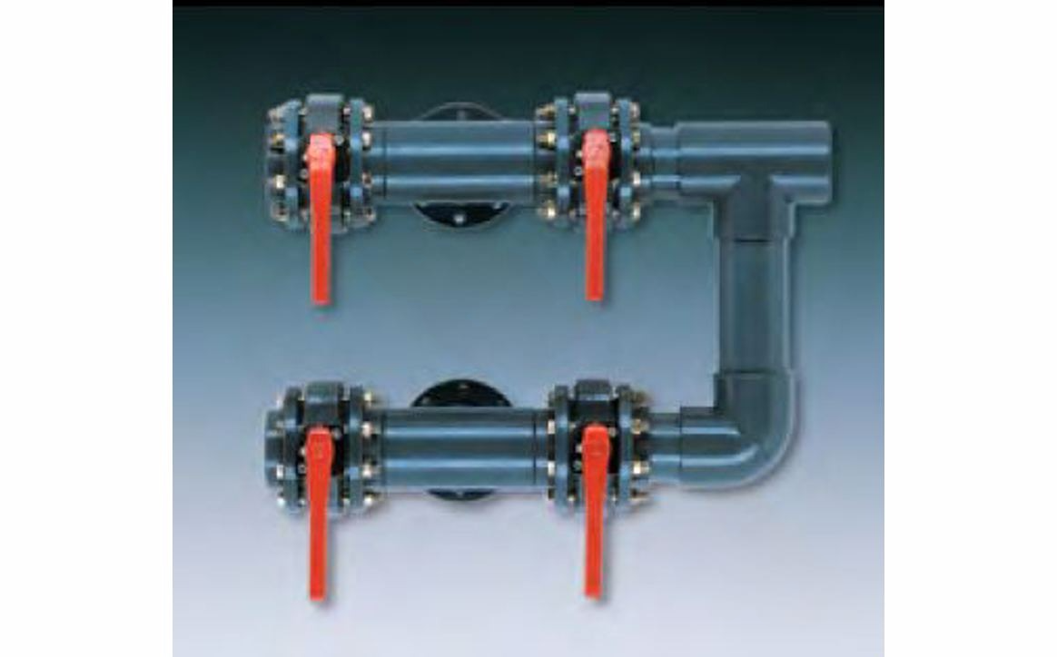 Fluidra 4-valve manifold front view