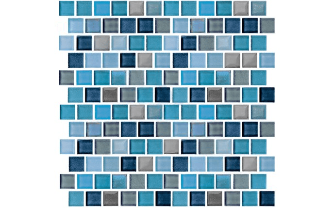 NPT 9730 - 5AT 1" x 1" Jules Glass Tile Rustic Blue Blend - AquaDoc