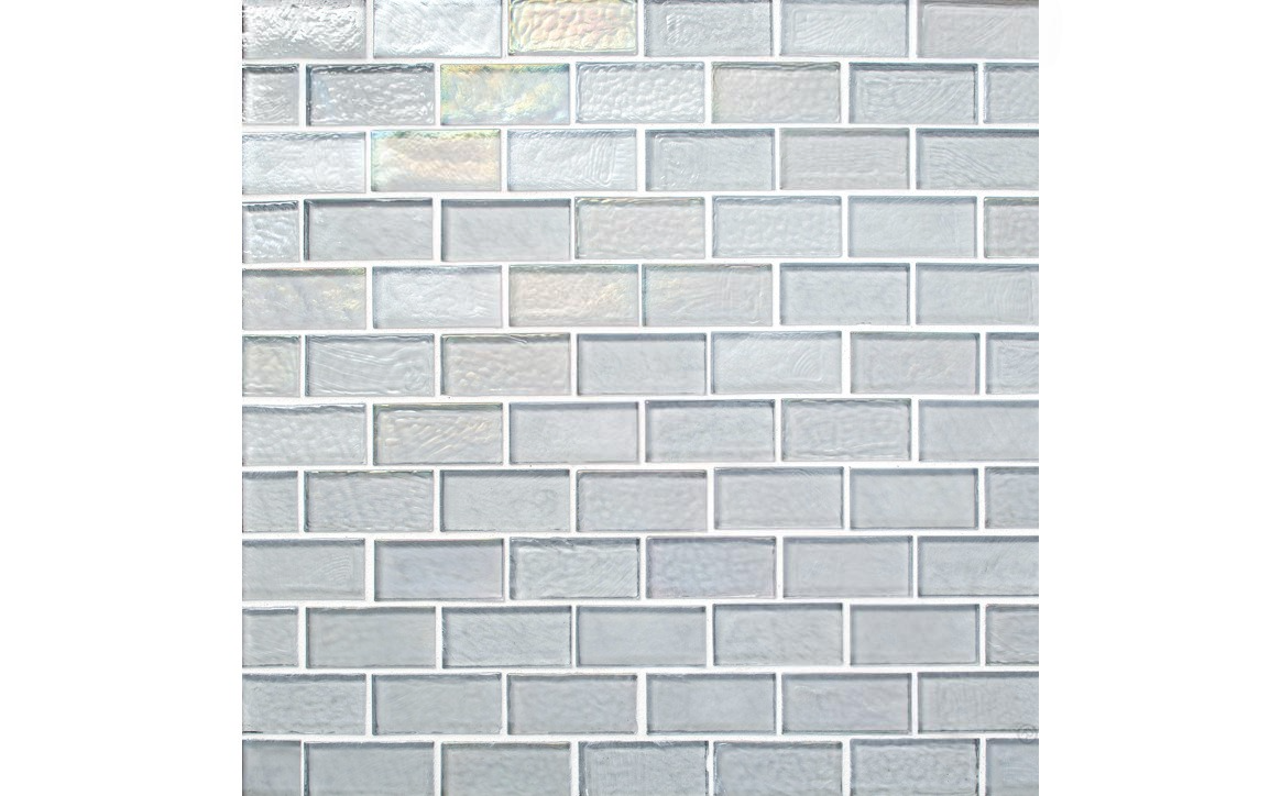NPT Sea Ice Silver 1x2 glass tile front view