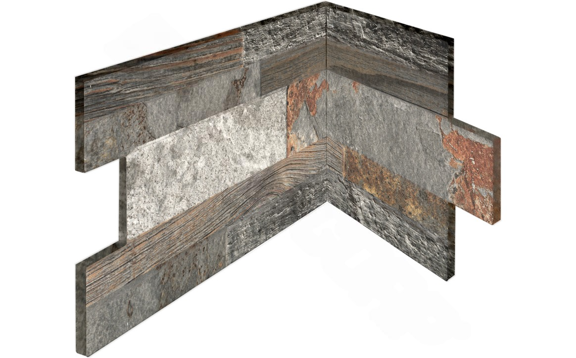 Close-up of Rusty Bark corner tile