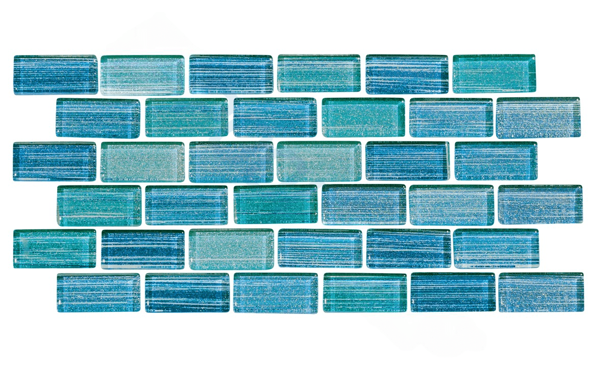 NPT PLL - CYAN 1" x 2" Parallax Cyan Pool Tile - AquaDoc