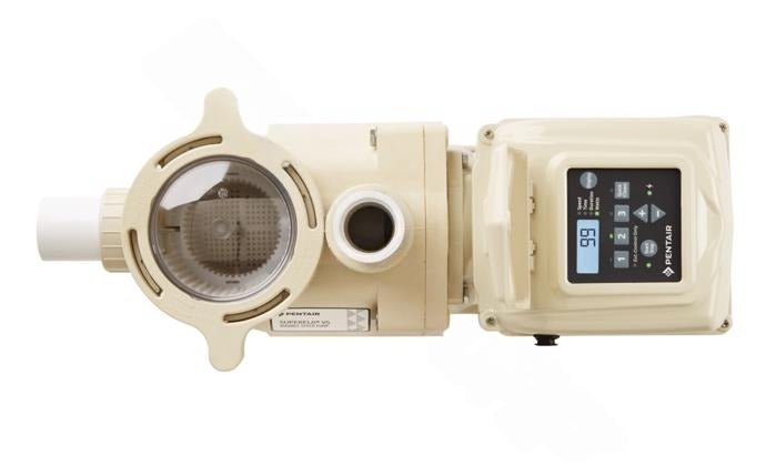 Pentair SuperFlo VS pump installed in pool equipment area with plumbing connections