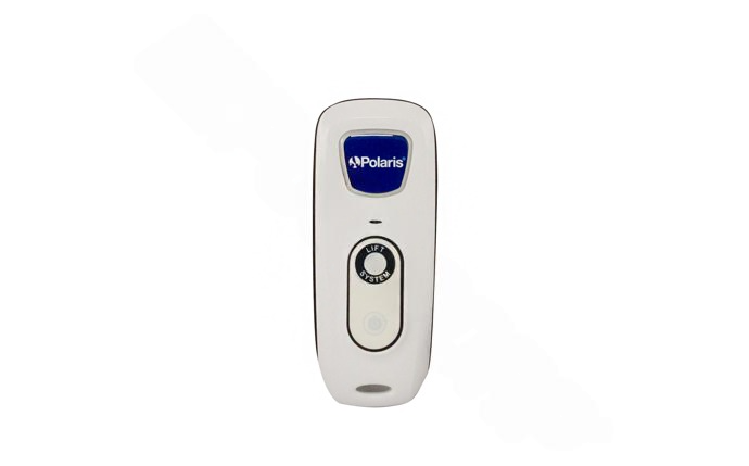 Remote being used to control a Polaris pool cleaner