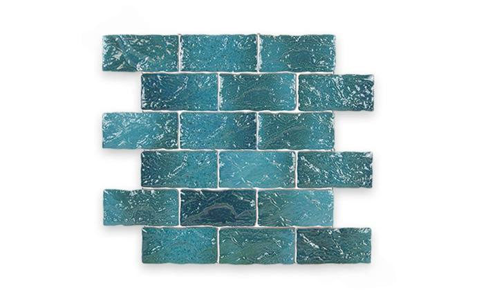 NPT MASEB2 2" x 4" Earthtone Brick Glossy Tile Sea Blue