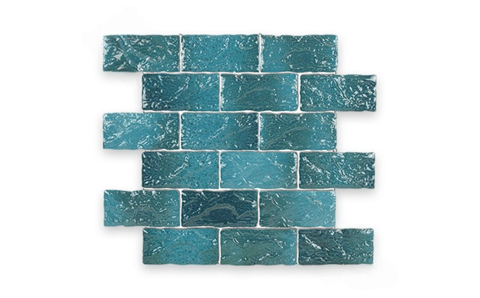 NPT MASEB2 2" x 4" Earthtone Brick Glossy Tile Sea Blue - AquaDoc