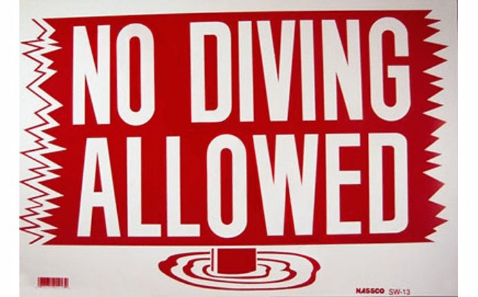 PoolStyle PS232 12" x 18" Horizontal NO DIVING ALLOWED Sign - AquaDoc