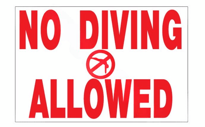 PoolStyle 1218TX PS244 12" x 18" Horizontal NO DIVING ALLOWED Sign - AquaDoc