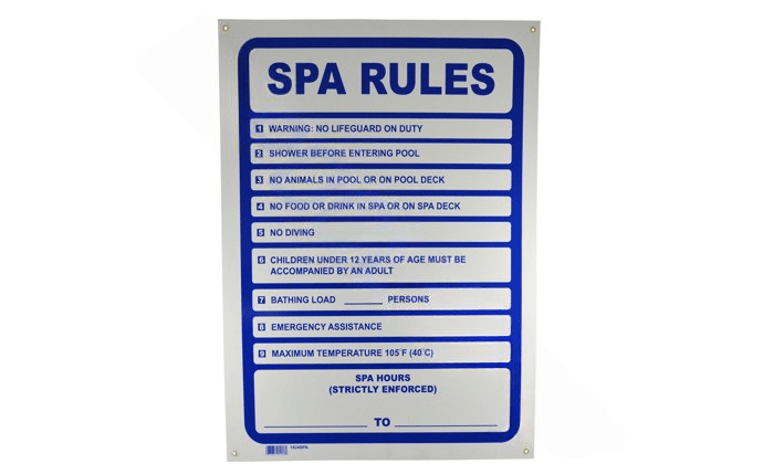 PoolStyle 1824SPA 18" x 24" Vertical SPA RULES Sign - AquaDoc