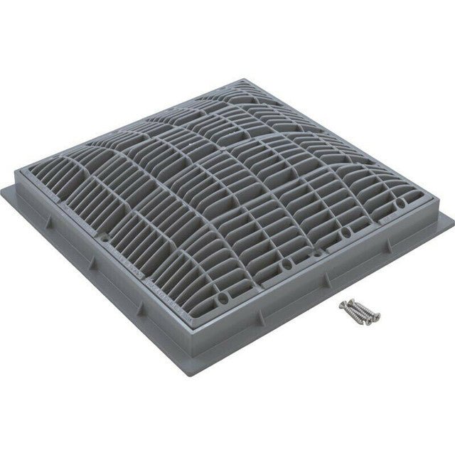 SUPER - PRO SG6404727 V 12" x 12" Square Gray Anti - Vortex Main Drain Frame & Grate - AquaDoc
