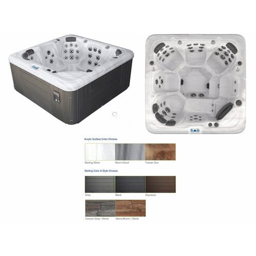 Shoreline Spas SL635L - 37 - L1 78" x 83" x 36" Spa with Pump & Backlit Jets; Storm Cloud/Coastal Gray Exterior - AquaDoc