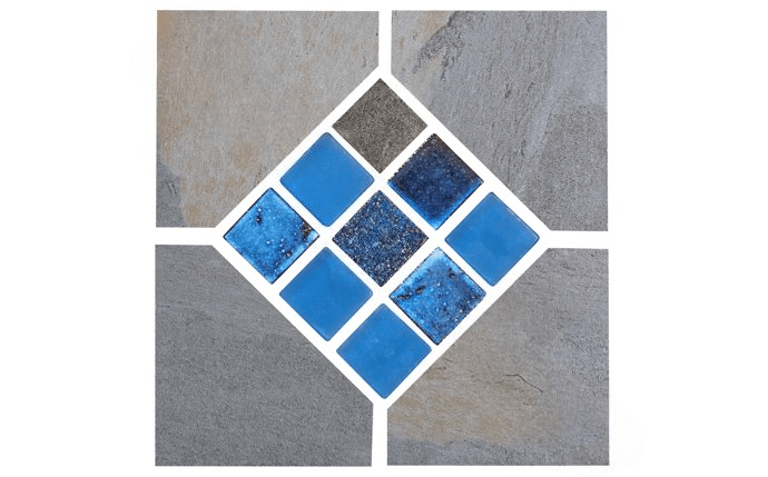 NPT SLT - PEWTER DECO 6" x 6" Slate Stone Look Tile Pewter Deco - AquaDoc