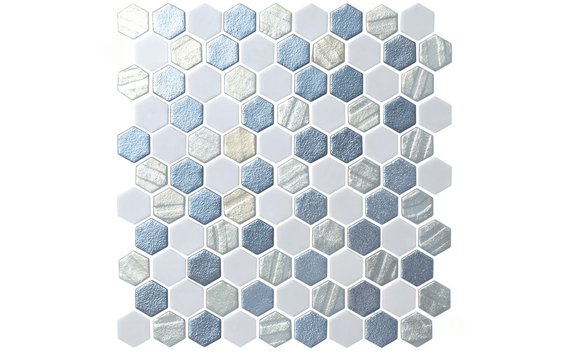 NPT STA - SILVER Starburst Silver Mosaic Pool Tile - AquaDoc