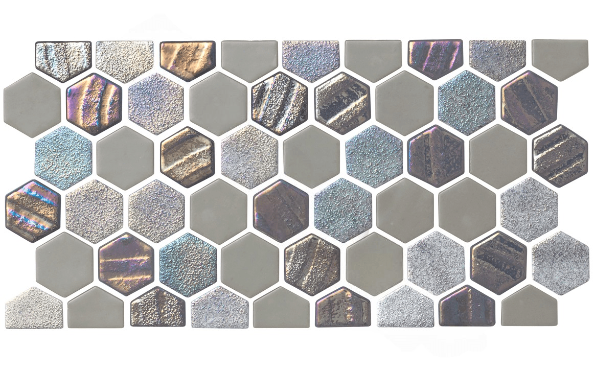 NPT STA - SMOKE Starburst Smoke Gray Mosaic Border Pool Tile - AquaDoc