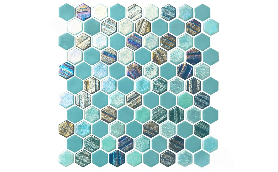 NPT STA - TEAL Starburst Teal Mosaic Pool Tile - AquaDoc