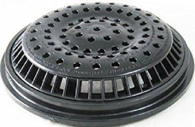 SUPER - PRO SG640 - 2317VC 8" Round Gray Anti - Vortex Main Drain Frame & Grate - AquaDoc