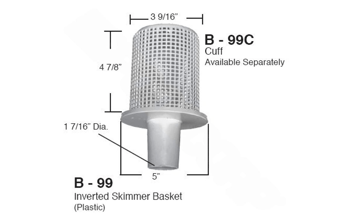Super - Pro 27180 - 099 - 000 Inverted Skimmer Basket with Cuff - AquaDoc