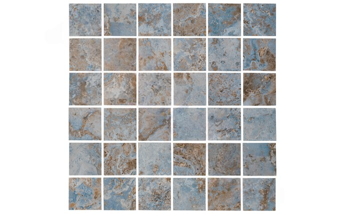 Close-up of Tivoli Stone Blue 2x2 tile showing rocky swirl texture