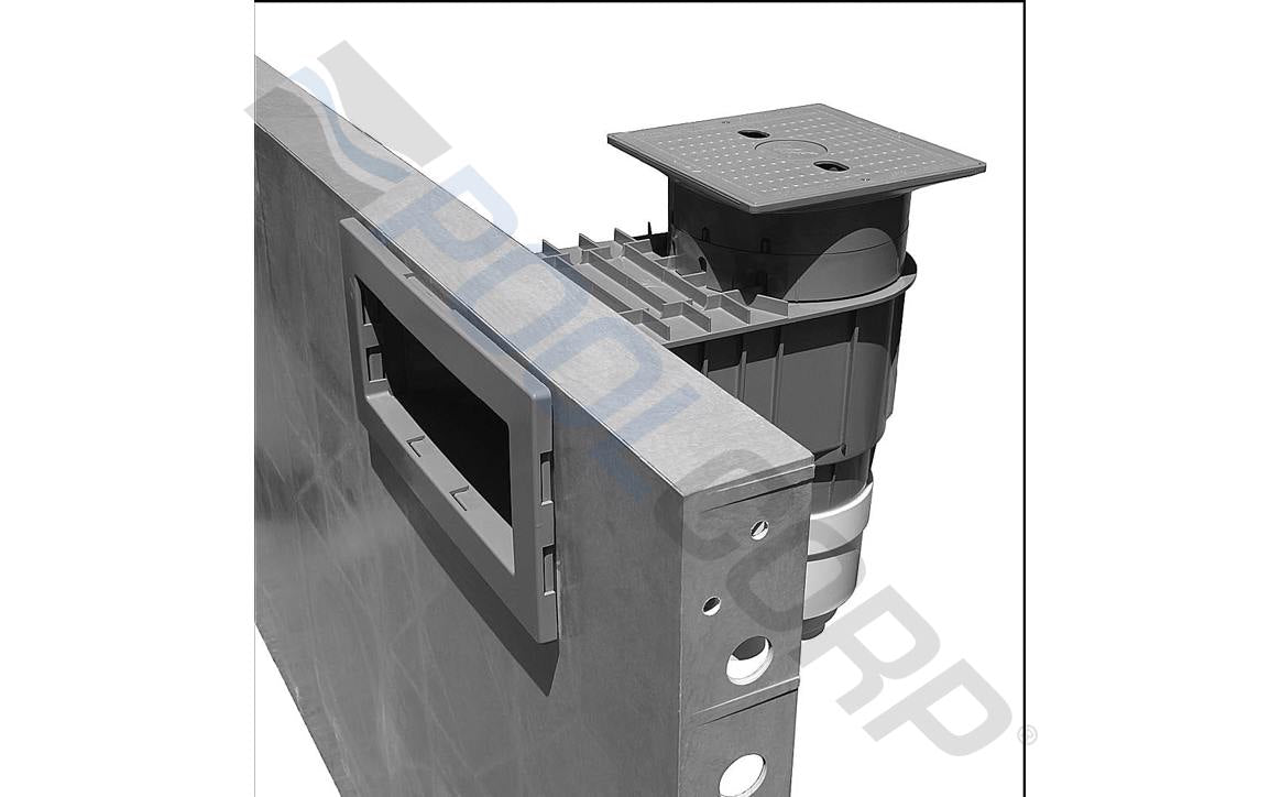 Waterway 540 - 8557 2" Socket Gray Renegade Wide Mouth Vinyl Liner Skimmer with Square Lid - AquaDoc