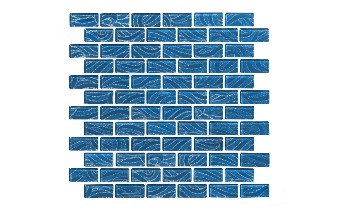 NPT ZPH - COBALT 1" x 2" Zephyr Glass Tile Cobalt - AquaDoc