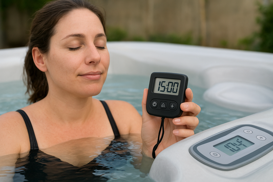 How long can you safely stay in a hot tub at 104 °F?