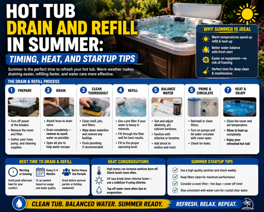 Hot Tub Drain and Refill in Summer: Timing, Heat, and Startup Tips