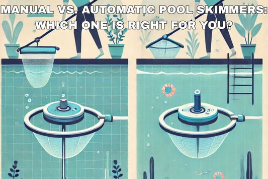 Comparison of manual and automatic pool skimmers cleaning the water.