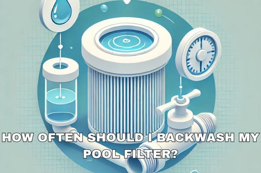 Pool filter and backwash valve showing the water flow process.