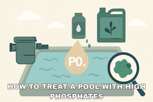 Infographic showing steps to treat a pool with high phosphates