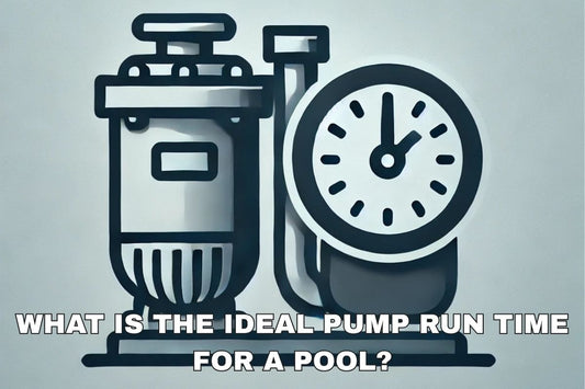 Pool pump and clock symbolizing the ideal run time for pools.