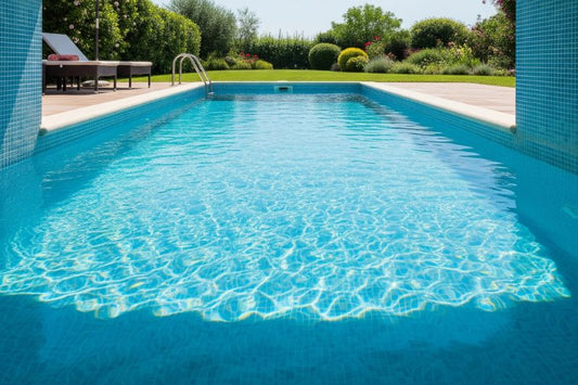 Crystal clear pool water glistening in the sun, pool opening celebration.